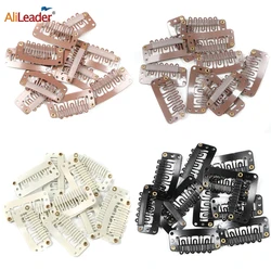 Alileader Heißer Verkauf Perücke Kamm Clips Verlängerung Clips Snap Haar Verlängerung Clips Für Frauen 20 Teile/los 6 Zähne 33Mm schwarz/Weiß Clip