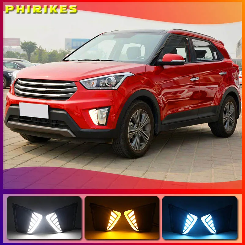 

For Hyundai IX25 Creta 2015 2016 Front LED Daytime Running Light DRL Driving Fog Lamp Fog light Cover With Function Relay