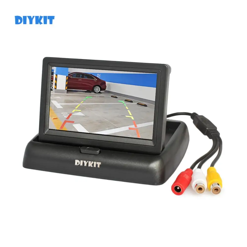 

DIYKIT 4.3inch Foldable TFT LCD Backup Car Reverse Rear View Car Monitor for Car Camera DVD VCR