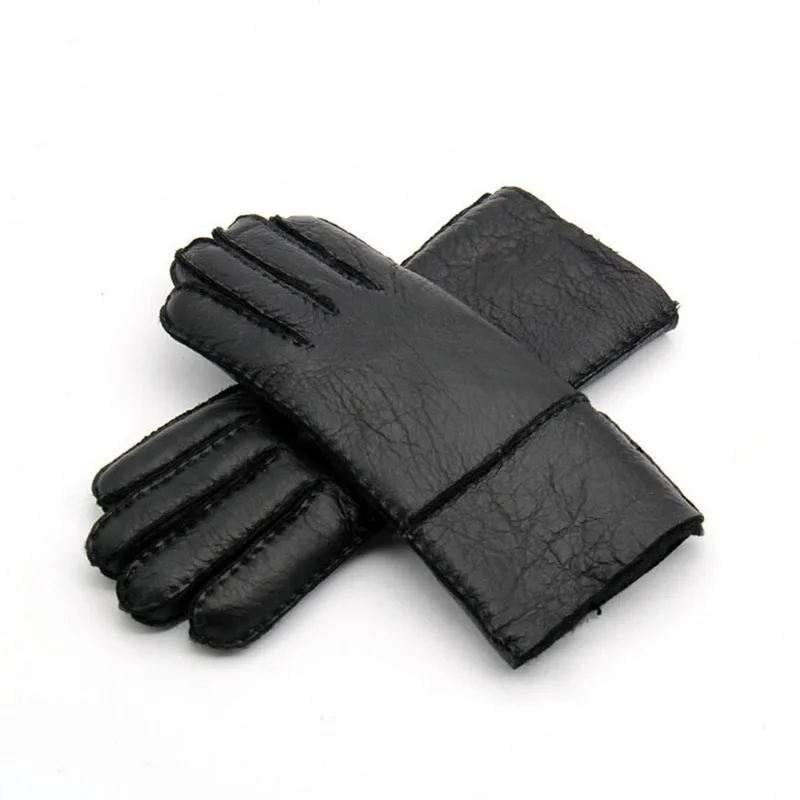 Guantes de piel de oveja auténtica para mujer, manoplas de lana para invierno, cálidas, rusa, Manual, muy cálidas