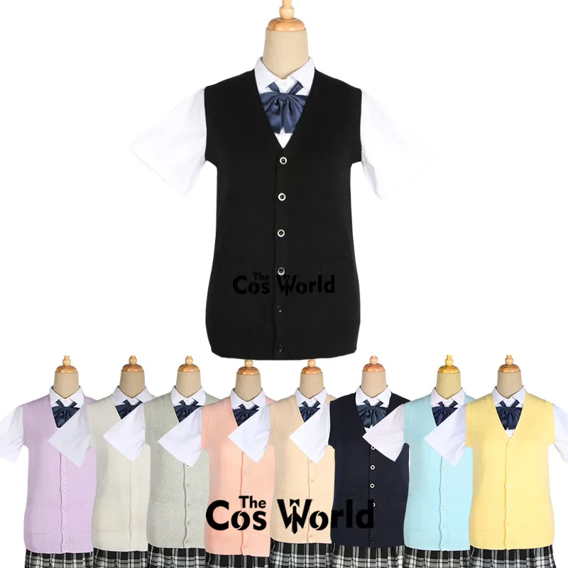 Mannen Vrouwen Lente Herfst Mouwloze Gebreide Vest V-hals Trui Uitloper Jas Jas Voor Jk Schooluniform Student kleding