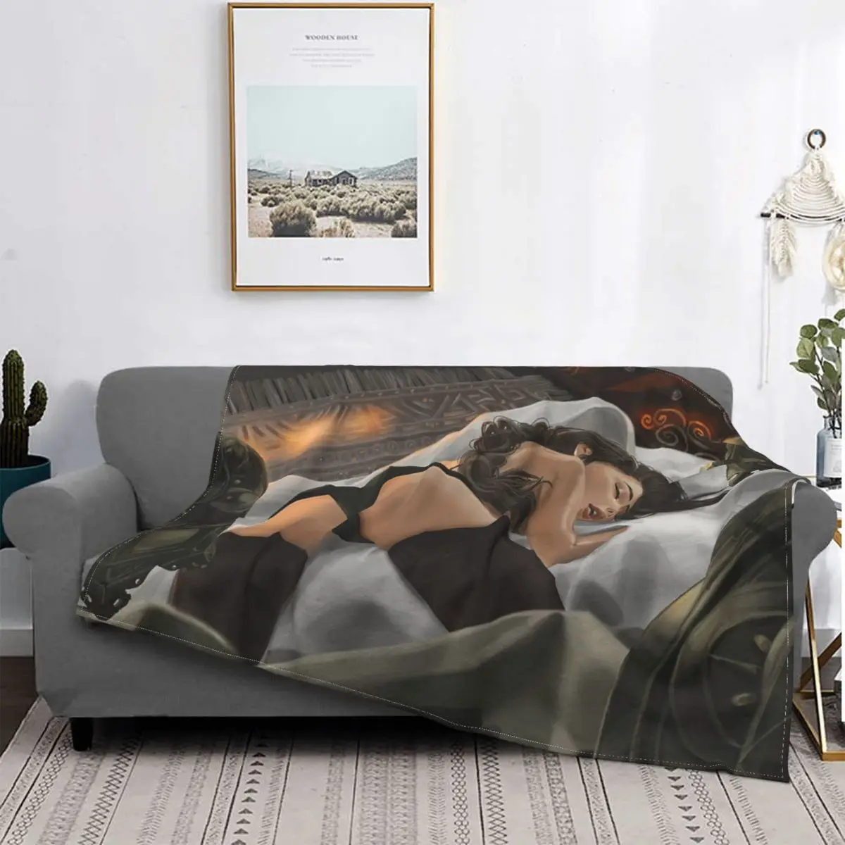 Lara Croft Sleep Blanket Fleece Printed Tomb Raider Anime Videogame Sexy Lady Warm Throw Blankets for Sofa Office Bedspread