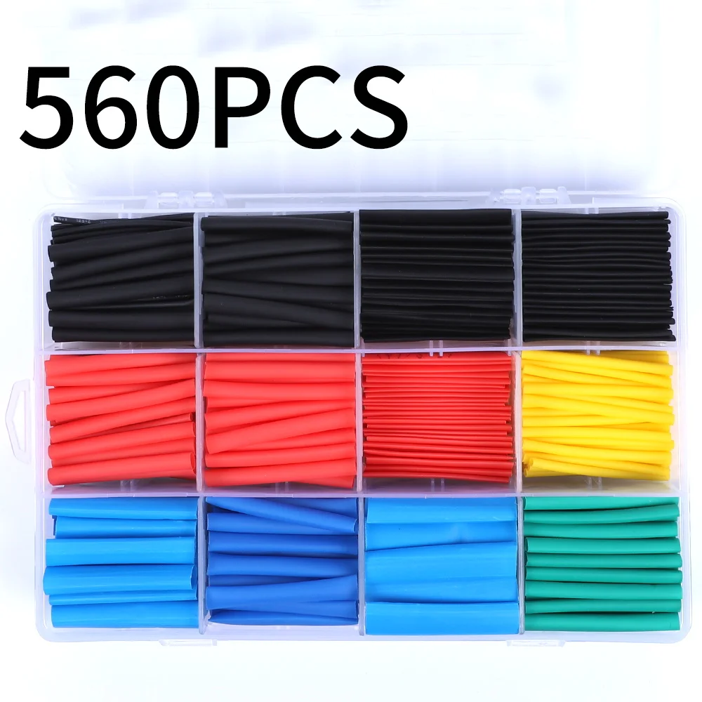 Funda de aislamiento termorretráctil para coche, kit de tubo retráctil para Cable eléctrico, 560 piezas