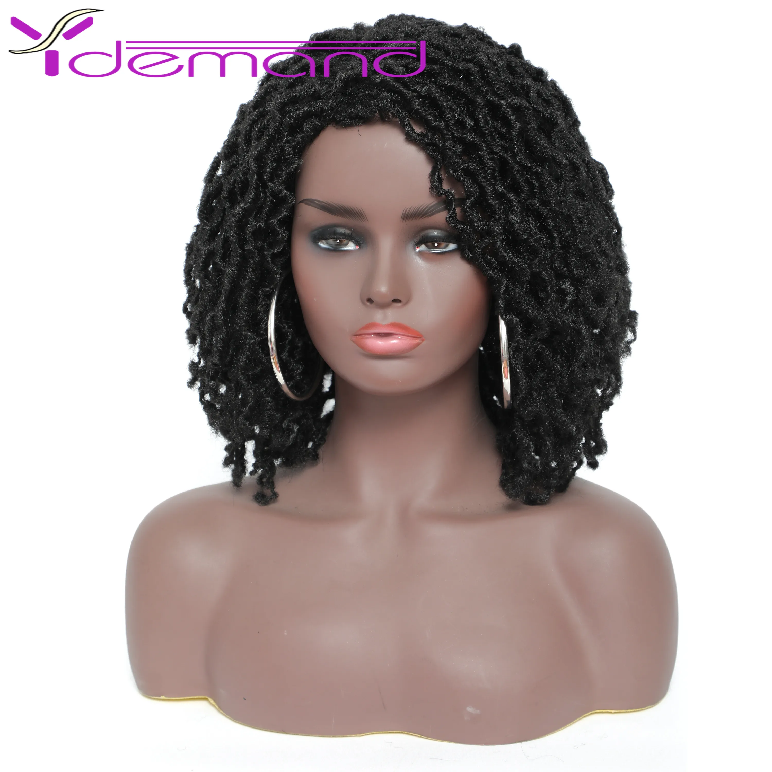 Y Demand Black Crochet Wigs Goddess Faux Locs Braids Short Wigs For Women Synthetic Wig Heat Resistant Hair Cosplay Wig