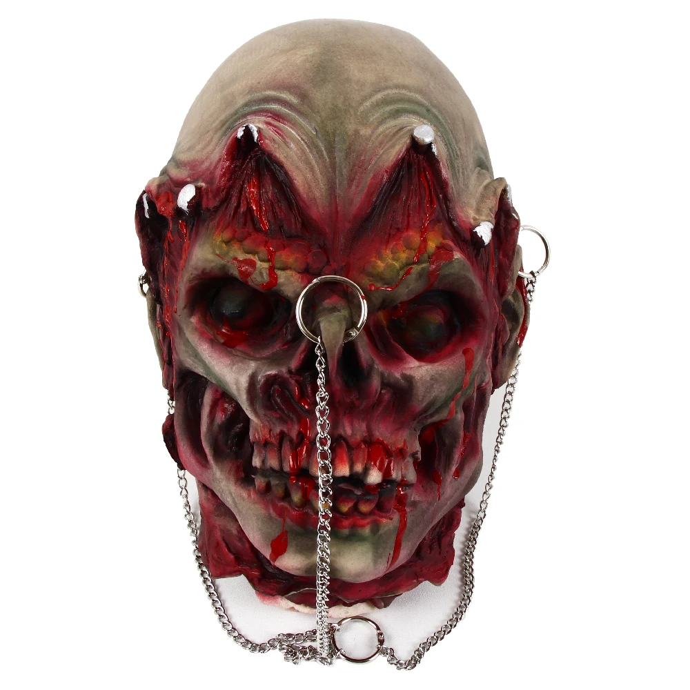 Bloody Head Halloween Horror Latex Props Haunted House Realistic Scary Decoration Cotton Filling