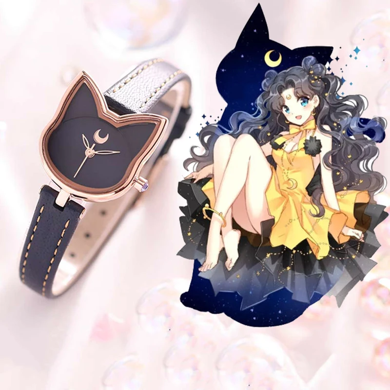 

Anime Sailor Tsukino Usagi Luna Cat Quartz Wrist Watch Women Student Fashion Wristwatch Cosplay Jewelry Watch Birthday Gift