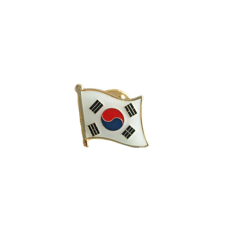 Korea National Flag Lapel Pins Crystal Epoxy Metal Enamel Badge Paint Brooch Souvenir Suit  Personality  Commemorative  Gifts