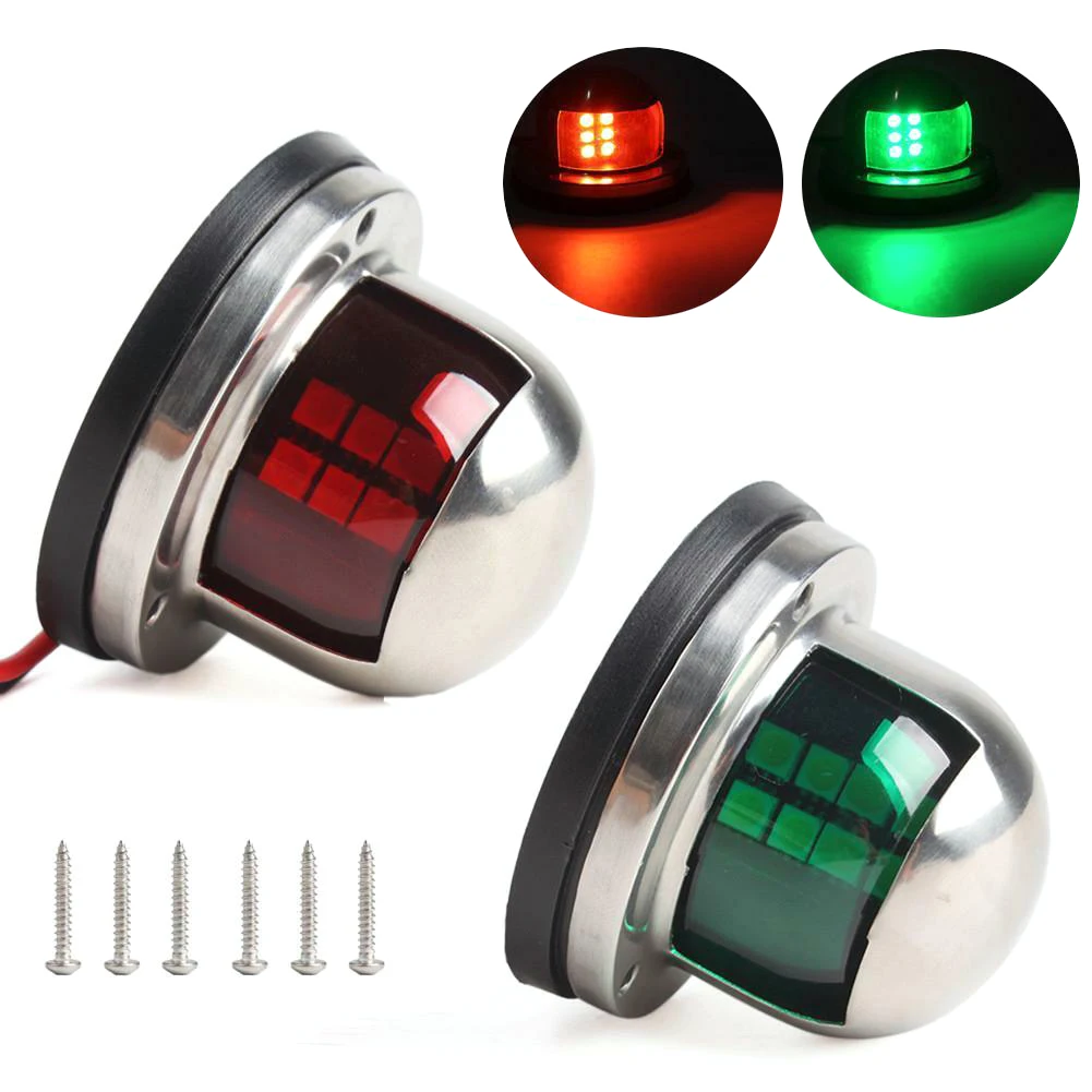 Stainless Steel+ABS Red Green Navigation Light Boat Marine Indicator Spot Light Marine Boat Accessory Boat