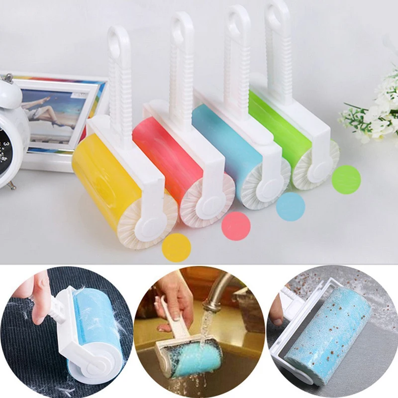 1pc Hot Remover Washable Brush Fluff Cleaner Sticky Picker Lint Roller Carpet Dust Pet Hair Clothes Reusable Home Essential Tool