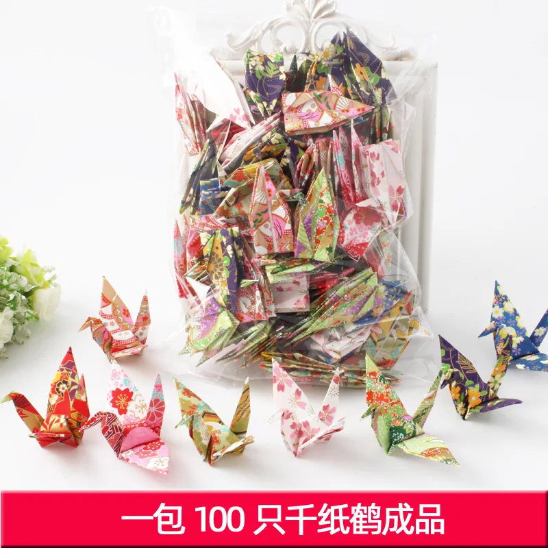 100PCS Wholesale Finished Origami Paper Cranes Premade Bird DIY Handmade Mother\'s Day Creative Gifts Home Decorations