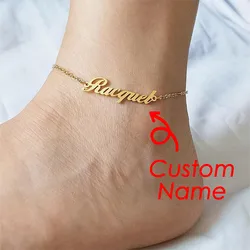 Custom Name Anklet Foot letter Stainless Steel Chain Personalize Anklets for Women Bohemian Beach Jewelry Fashion Gift