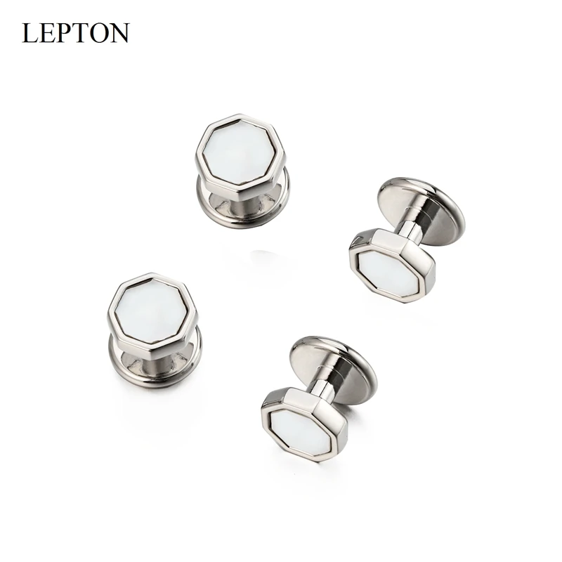 Low-Key Luxury Mother of Pearl Cufflinks Tuxedo Studs Sets For Mens Suit Formal Wear Cufflink Collar Studs Cuff Links Best Gift