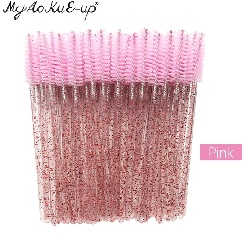 Neue Kristall Wimpern 150 Stück Diamant Griff Pinsel Mascara Zauberstäbe Applikator Kosmetik bürste Einweg Make-up Pinsel Werkzeuge – Detail 10