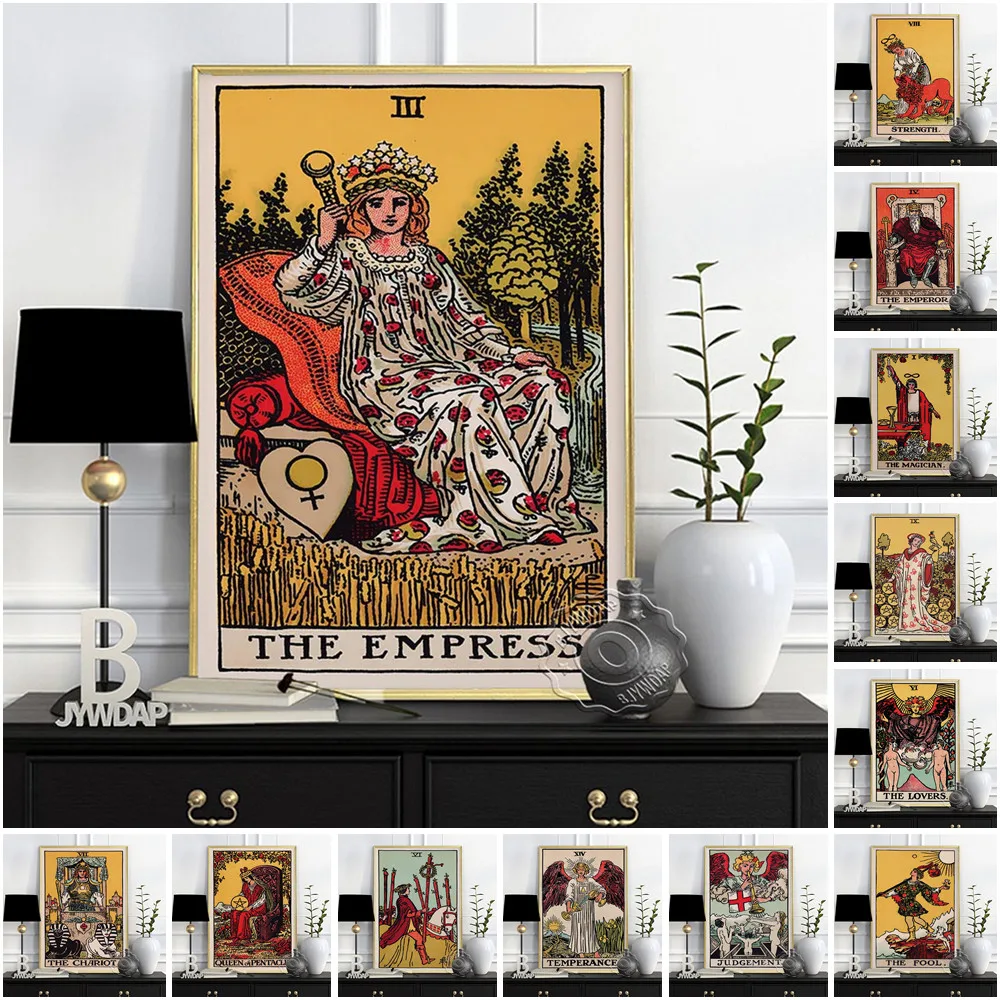 The Grand Alcana Tarot Augury Card Art Prints Poster, Medieval Europe Divination Astrology Wall Picture, Mysterious Room Decor