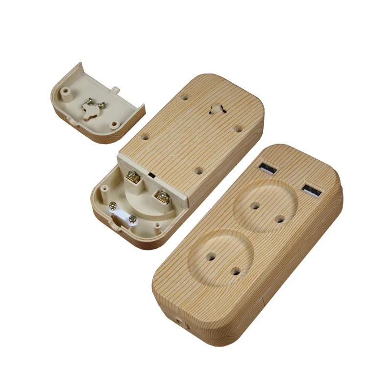 Electrical Power Strip  2 socket European 5V 2A USB extension socket LLEW-04 wood tree color KF-ATkg-1