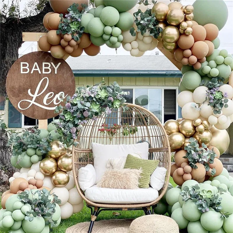 246pcs Avocado Green Forest Jungle Theme Balloons Set For Decorations Arch Garland Kit Baby Shower Birthday Wedding Globos Gifts