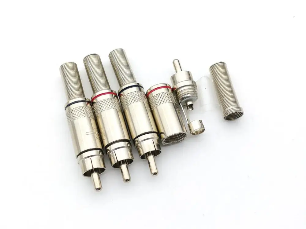 4pcs RCA Audio Adapter brass RCA Male Plug with Spring  Solder connector