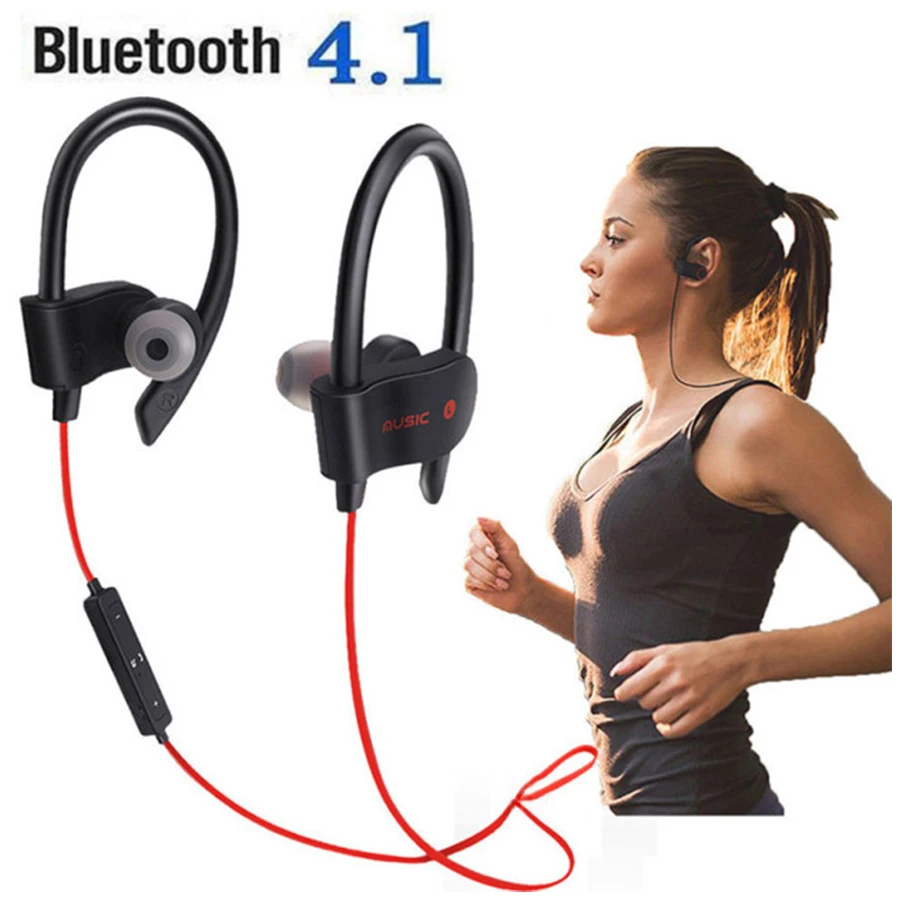 

Wireless Bluetooth Earphones Earloop Noise Cancelling Headset Neckband life Sport In-Ear With Microphone For iPhone Xs Samsung 9