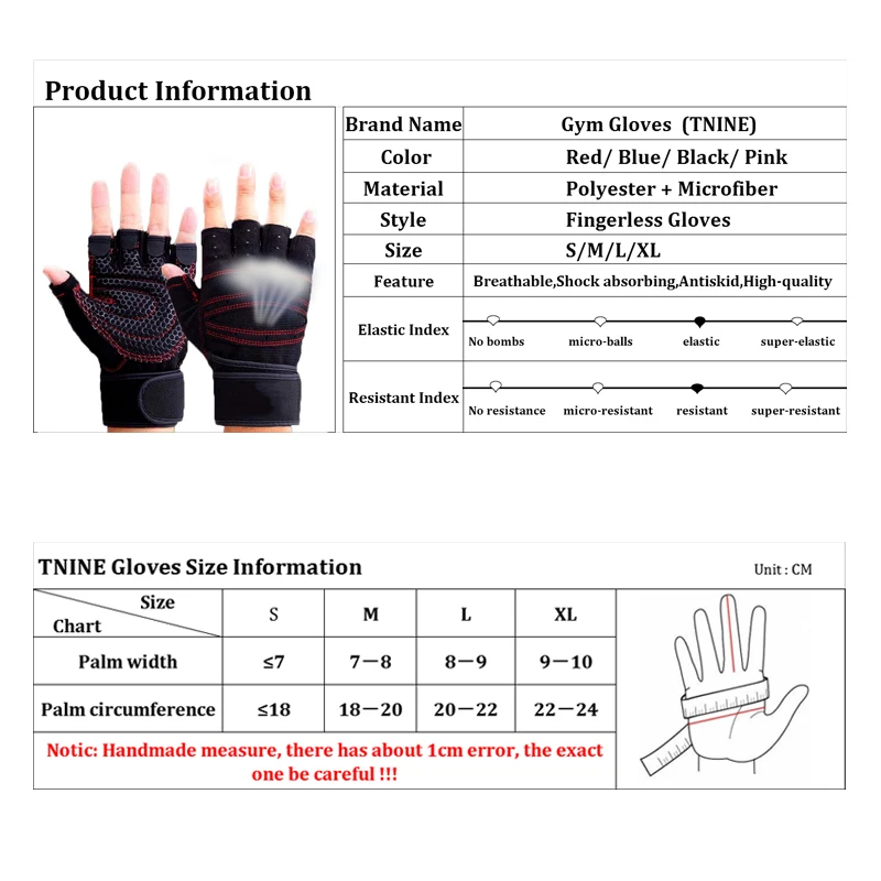 Weight Lifting  Fitness Gloves for Men and Women Gym Cycling Yoga Bodybuilding Training Breathable Anti-slip Half Finger Gloves