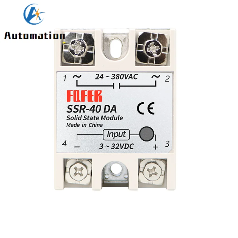 1pcs SSR-40DA 10DA 25DA 40DA 50DA 60DA 70DA 80DA 100DA Solid State Relay Module 3-32V DC Input 24-380VAC 10A-100A