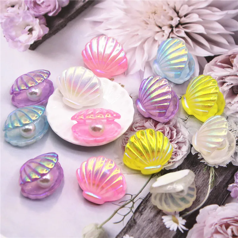 10pcs multicolor Resin shiny seashell Flatback Cabochon DIY Hair Bow Center Scrapbooking craft