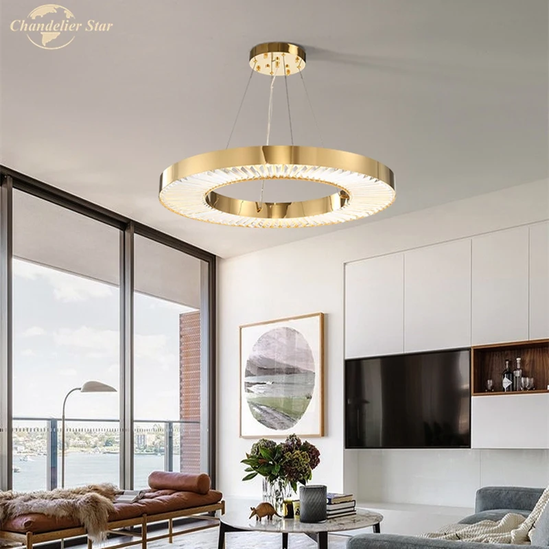 

Роскошные фотолюстры, современные круглые золотистые светильники с кристаллами, для гостиной, спальни, столовой, виллы