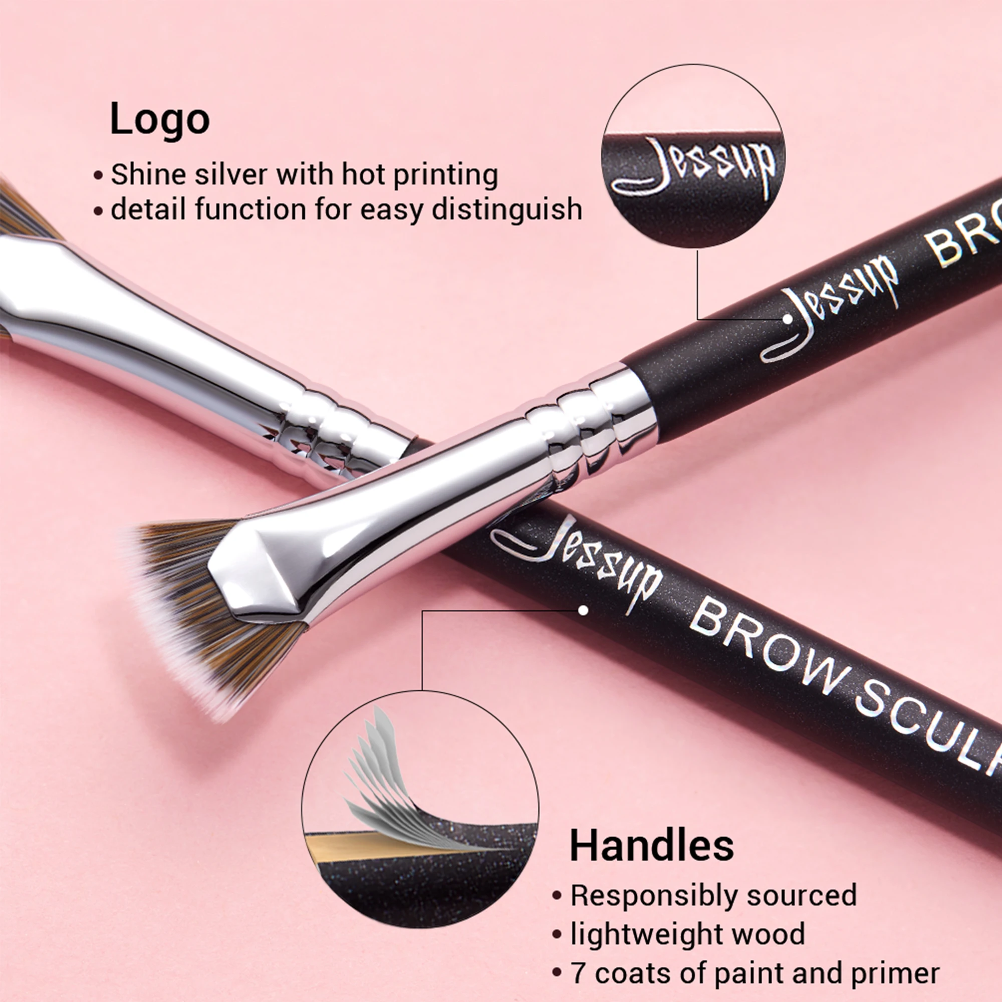 Jessup Eyebrow Brush makeup Eyeshadow Lip Brow Sculpt Makeup Tools for Cosmetics Powder Liquid Concealer Cream