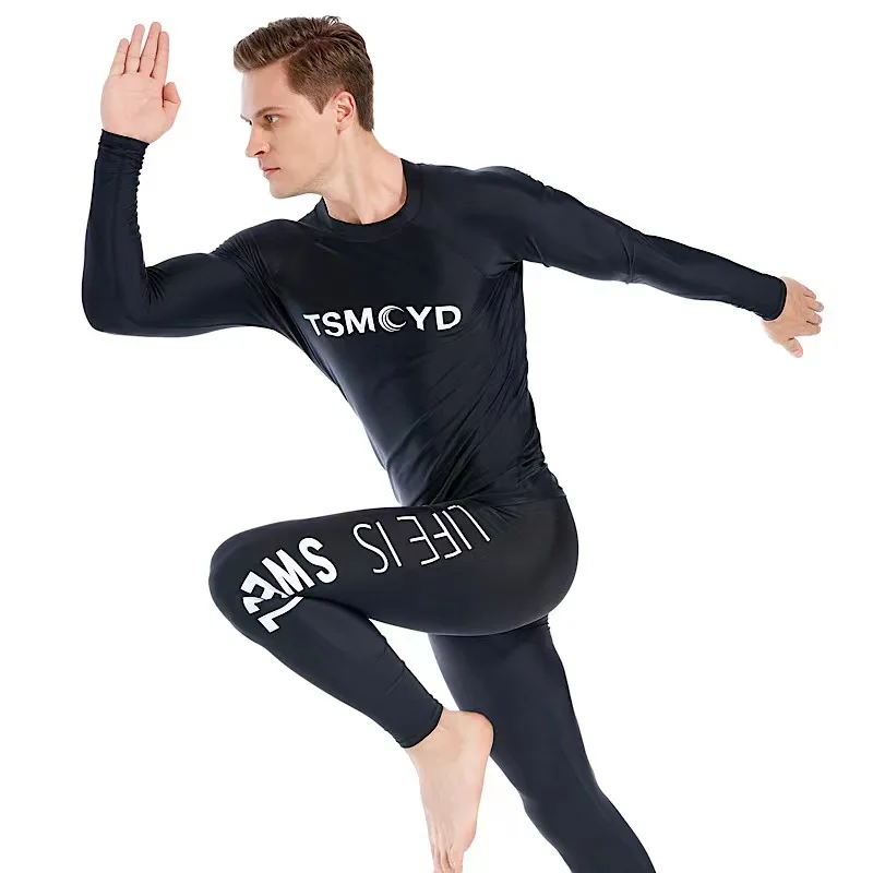 2023 Surf Shirt Rash Guard Men UPF 50+ Long Sleeve  Splice UV Sun Protection Basic Skins Surfing Diving Swimming T Shirt  Black