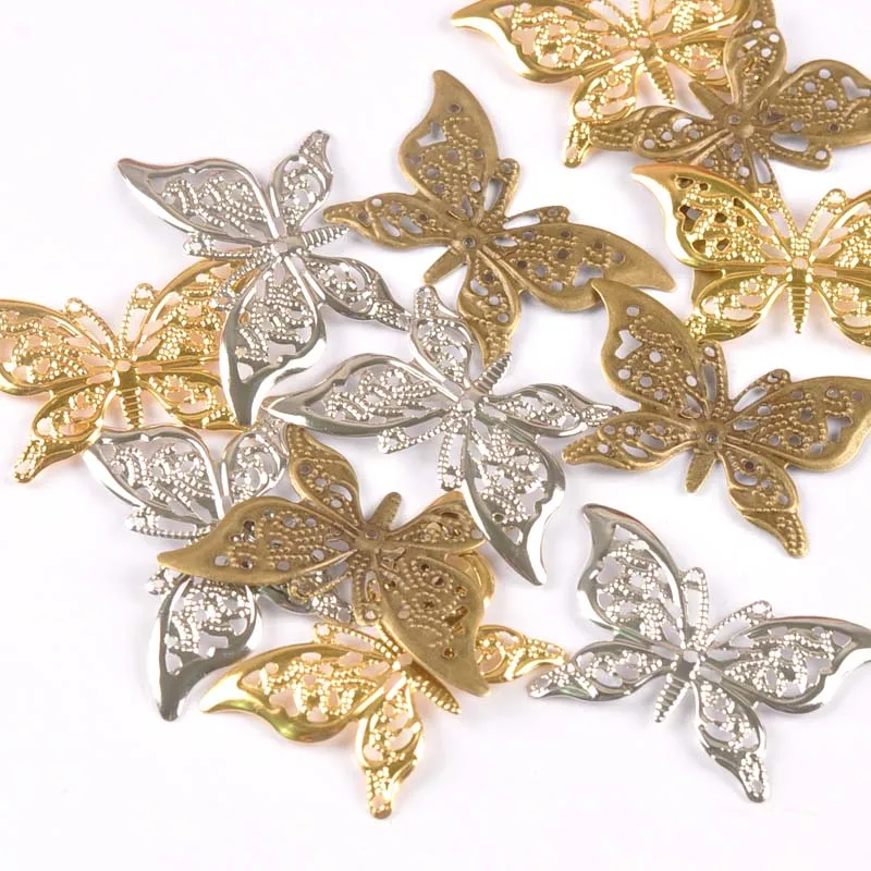 Metal Crafts Mixed Butterfly Connectors Filigree Flower Wraps For DIY Scrapbook Home Decor Embellishments 10Pcs 43x26mm yk0772