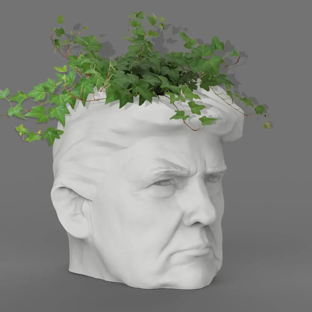 The concrete flowerpot silicone mold trump flowerpot character design potted furnishing decorative concrete basin silicone mold