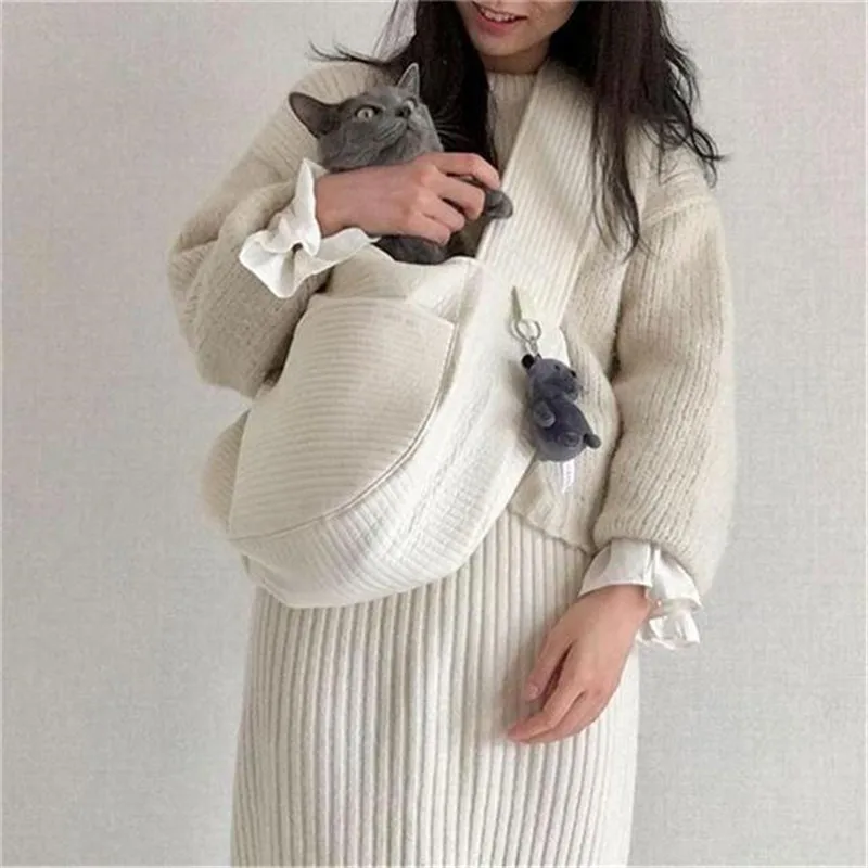 Handmade Pet Dog Shoulder Bag Canvas Carrier Outdoor Travel Handbag Single Sling Comfort Travel Tote Shoulder Bag Breathable