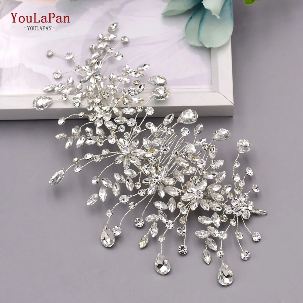 YouLaPan – peignes à cheveux de mariage faits à la main, accessoires pour cheveux de femme, coiffure de mariée en strass, couvre-chef de spectacle diadème HP379