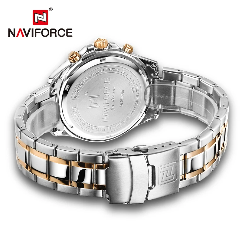 Casual Fashion NAVIFORCE Men\'s Quartz Watches with 24 Hours Week Display Stainless Steel Waterproof Clock Male Relogio Masculino