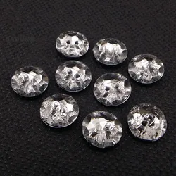 18/20mm  Clear White acrylic Buttons Sewing Rhinestones Round Acrylic Button Sew On Strass Crystals Point Stones for Clothing