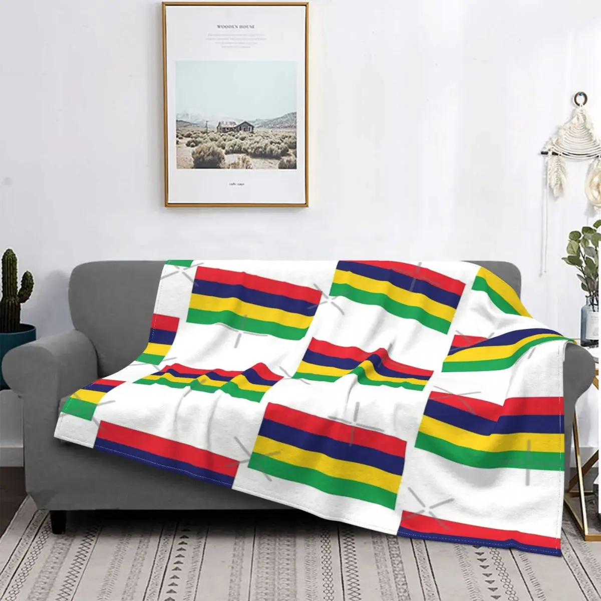 Manta a cuadros con diseño de la bandera de Senegal, colcha para cama, sofá, cama, manta doble de Anime