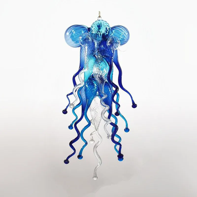 Small Light Fixture Blue Color Hand Blown Glass Chandelier for Bar LED Home Lights Child Room Art Decor