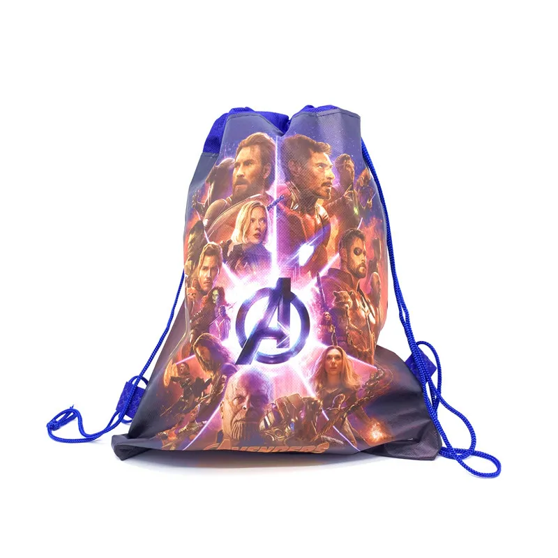 5/10/20/30PCS Happy Birthday Kids Disney Iron Hero Avenger Drawstring Gifts Bag Non-woven Fabric Party Decoration Backpack Bag