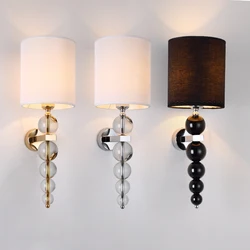Stacked Crystal Ball Chrome Gold Metal Wall Lamp Modern Wall Sconce Lighting Fixture Bedside Rest Room Hotel Restaurant Light