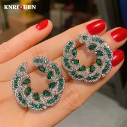 2022 New Vintage Emerald Ruby High Carbon Diamond Cocktail Party Stud Earrings for Women Fine Jewelry Birthday Gift Accessories