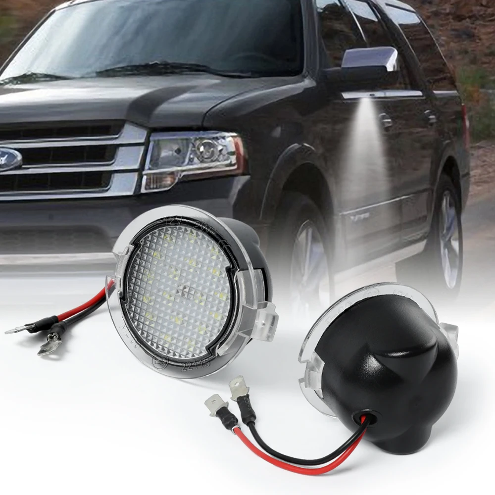 LED Side Under Mirror Puddle Lights For Ford F-150 Expedition Explorer Edge Flex Fusion Taurus X Lincoln MKS MKT MKX MKZ Mercury