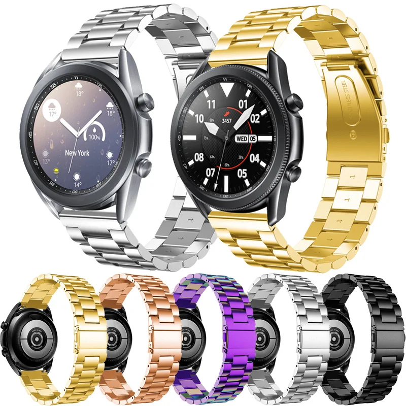 22mm width strap For Samsung Galaxy Watch 3 41mm/45mm 42mm/46mm active 40mm/44mm Watch Band with pins Stainless Steel straps