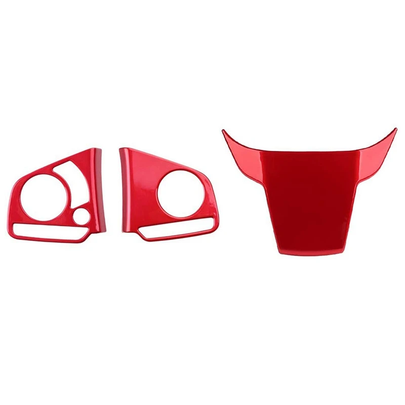 3 Pcs Steering Wheel Button Decoration Cover Sticker Trim for 10Th Gen Honda Civic 2016-2020 Red, 2 Pcs a & 1 Pcs B