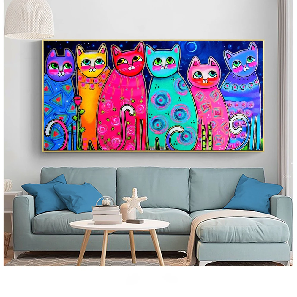 

Colorful Cats Canvas Paintings For Kids Room Wall Posters And Prints Art Decorative Canvas Prints Cuadros Picture Home Decor