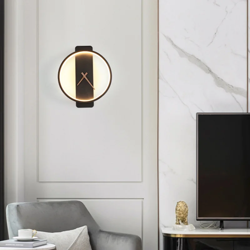 LED Wall Lamp Wall Clock Modern Design Nordic Luxury Simple and Modern For Hotel Bedside Living Room Square/round Light Fixture