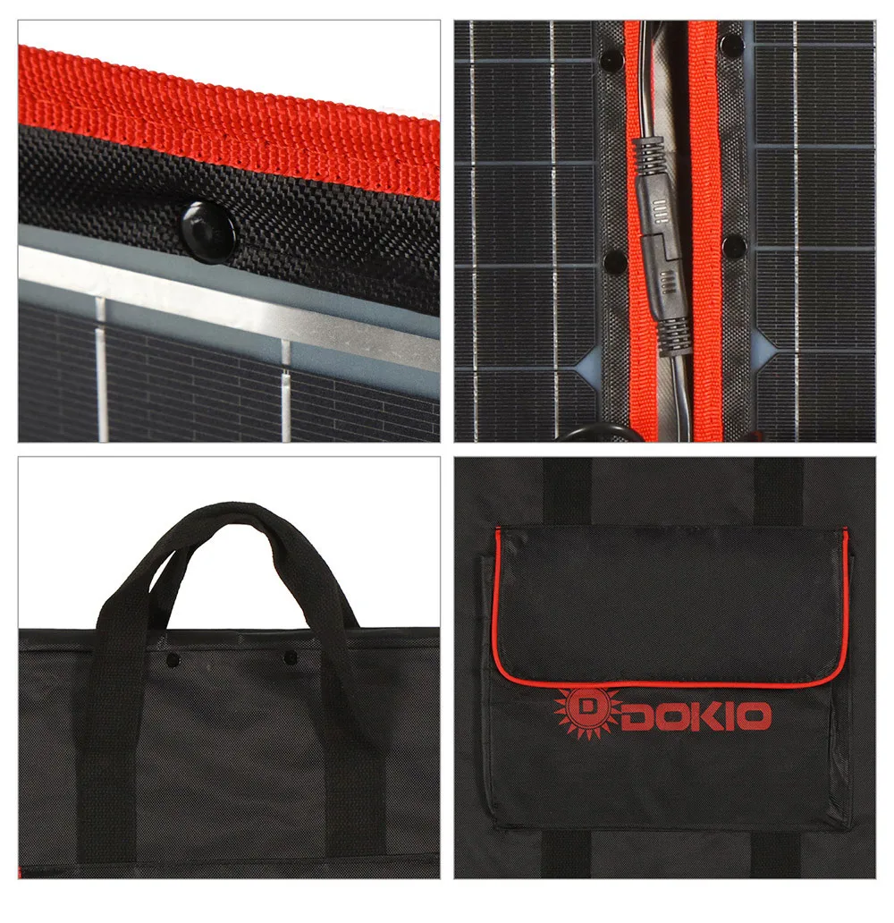 Dokio 100W (50Wx2Stk) Flexibles Faltbares Mono-Solarpanel für Reisen & Boot & Wohnmobil Hochwertiges Tragbares Solarpanel China – Detail 12