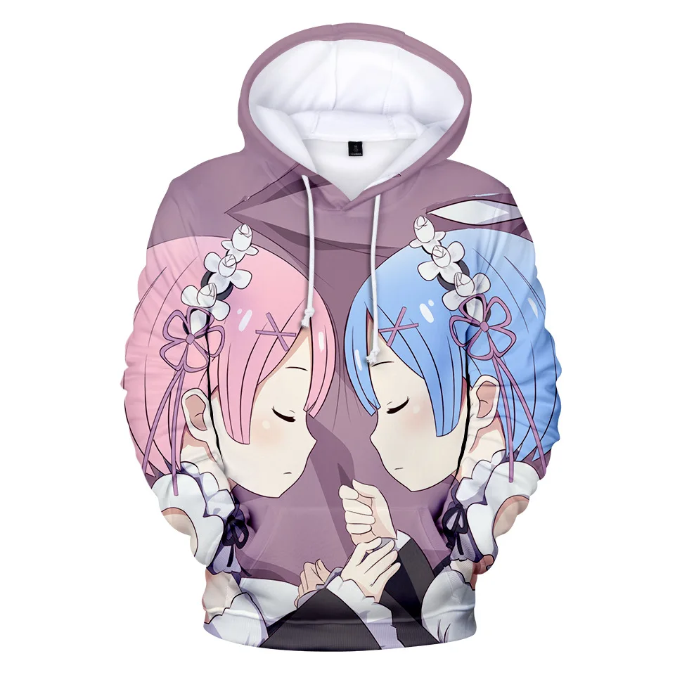 

Japan Anime Re:zero Twin Maid Ram Rem 3D Print Women/Men Hoodies Sweatshirts Long Sleeve Casual Harajuku Hip Hop Pullover Tops