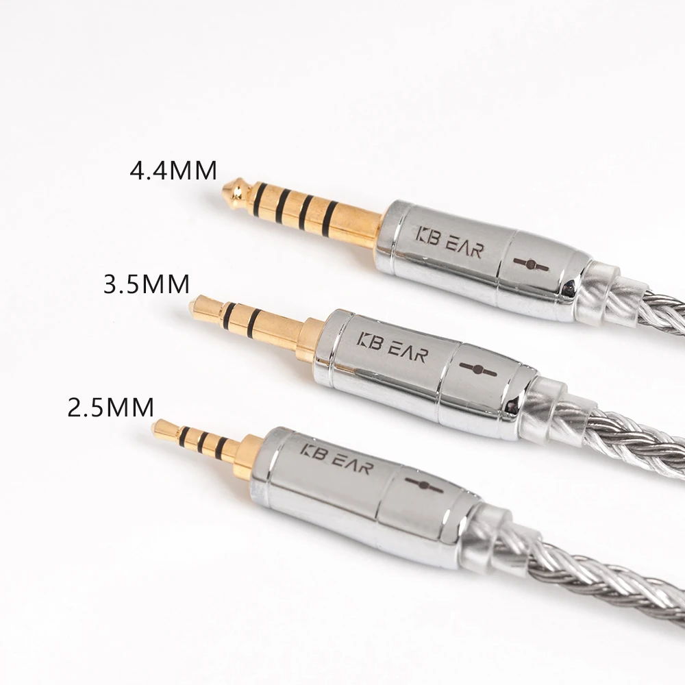 KBEAR 16 Core Silver Plated Balanced Earphone Cable 2.5/3.5/4.4MM MMCX/2PIN/QDC Headphone Connector For KZ Earbuds BL-03 Headset