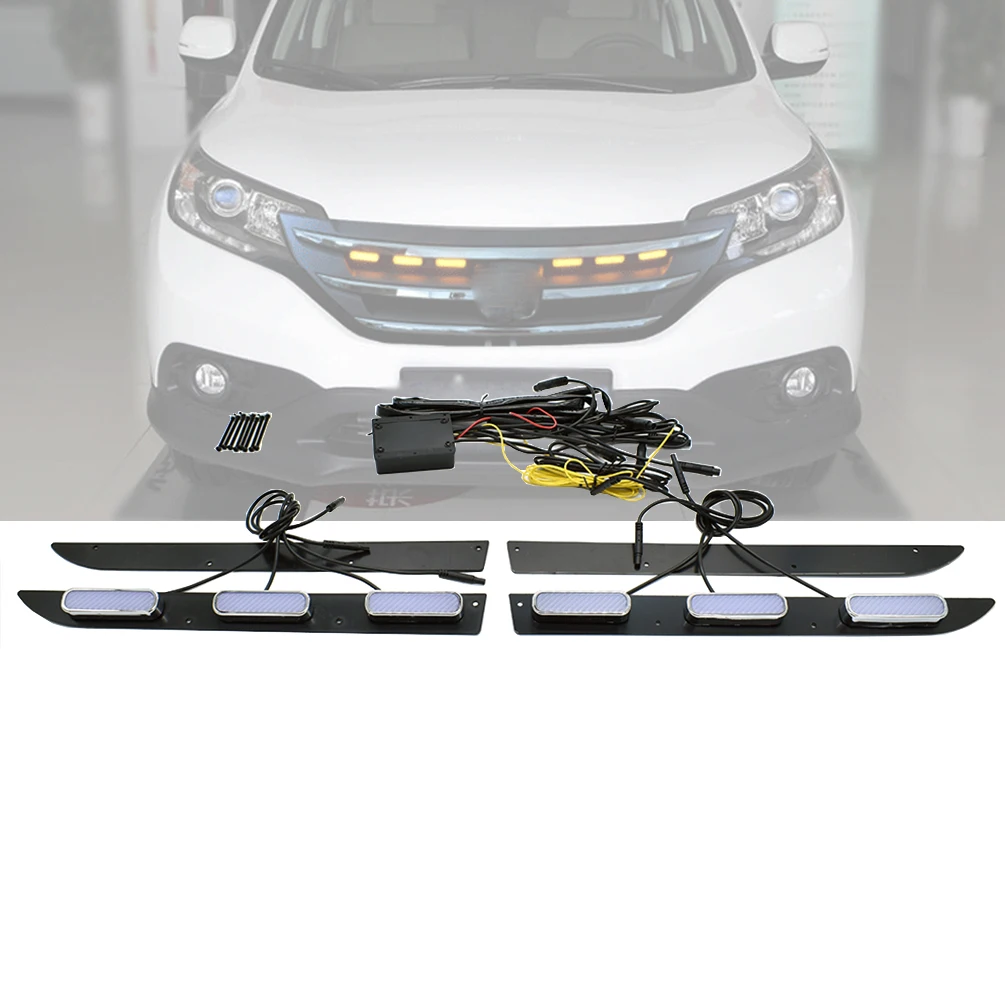 

Led DRL Grille Light With Sequential Turn Signal Streamer Amber Daytime Running Lights For Honda CRV 2012-2016