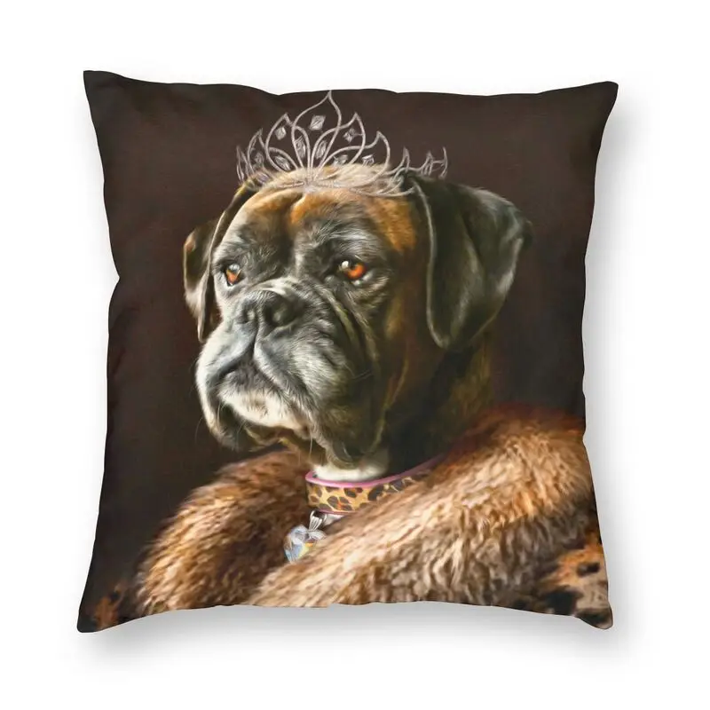 Luxury Boxer Dog Portrait Throw Pillow Cover Home Decorative Square Regal Pet Army Cushion Cover 40x40cm Pillowcover for Sofa