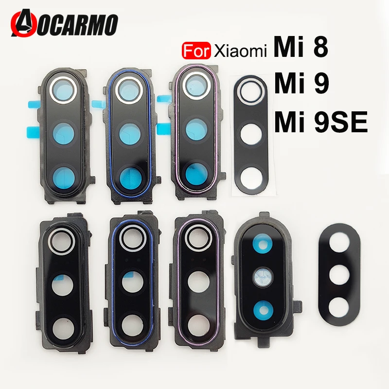 Aocarmo For Xiaomi Mi 8 9 9SE Back Camera Lens With Frame Adhesive Sticker Replacement Parts